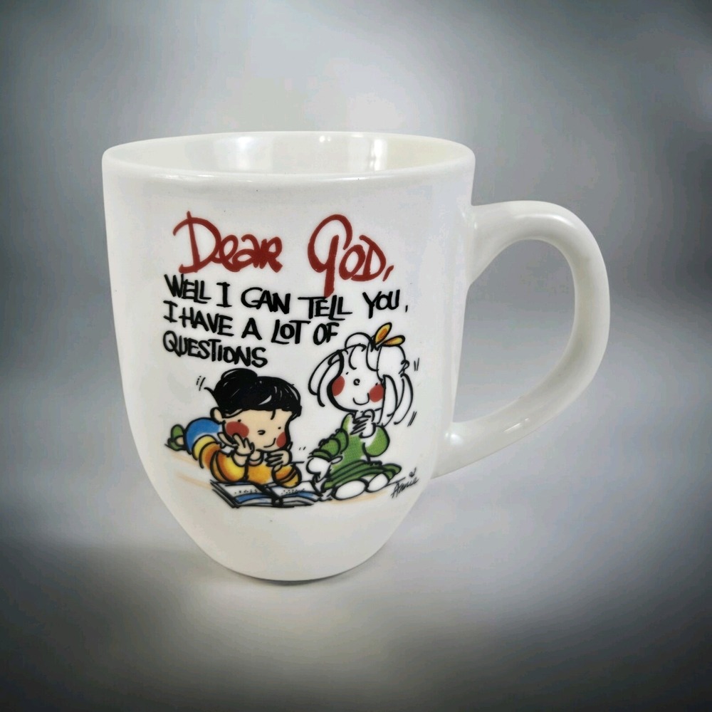 Royal Norfolk Dear God I Have A Lot Of Questions Mug 16 Oz Coffee Cup 4.5" MINT